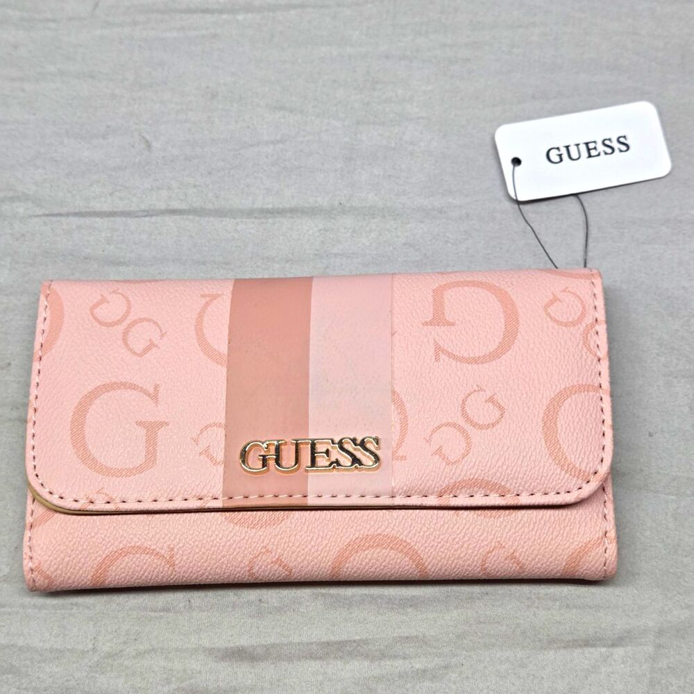 NWT GUESS Wester Slim Clutch Tri-fold Wallet in Rose Petal (G9978151)